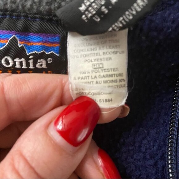 PATAGONIA VEST SYNCHILLA COAT JACKET BLUE FLEECE ZIP FRONT POCKETS SIZE M - Picture 12 of 12